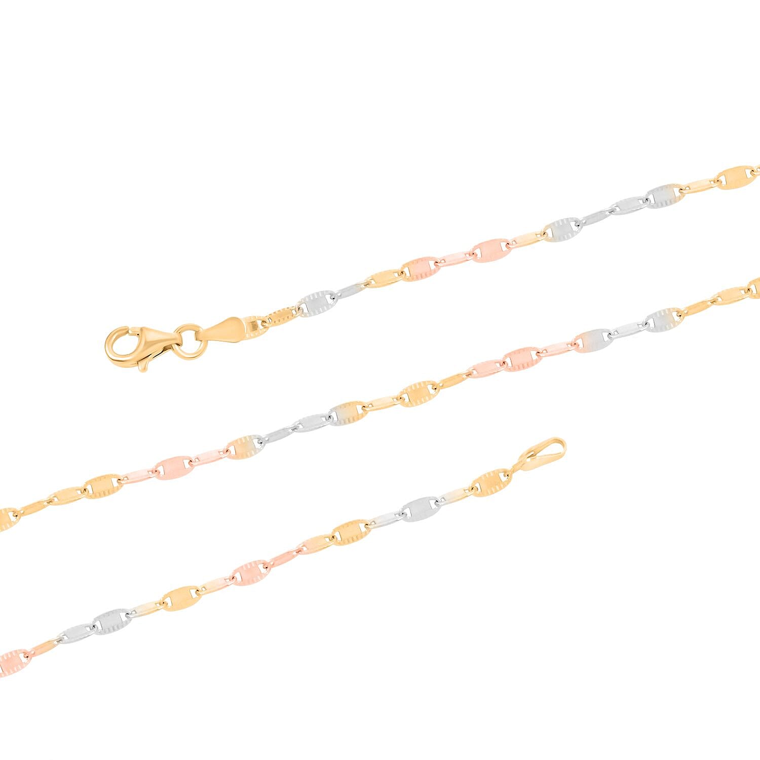 Mariner Chain Necklace in 14K Yellow Rose Gold Over and Sterling Silver 5.8 Grams 24 Inches