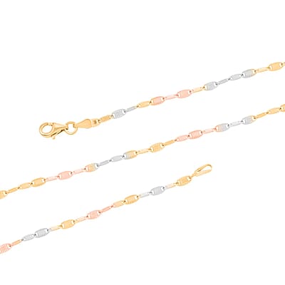 Mariner Chain Necklace in 14K Yellow Rose Gold Over and Sterling Silver 5.8 Grams 24 Inches