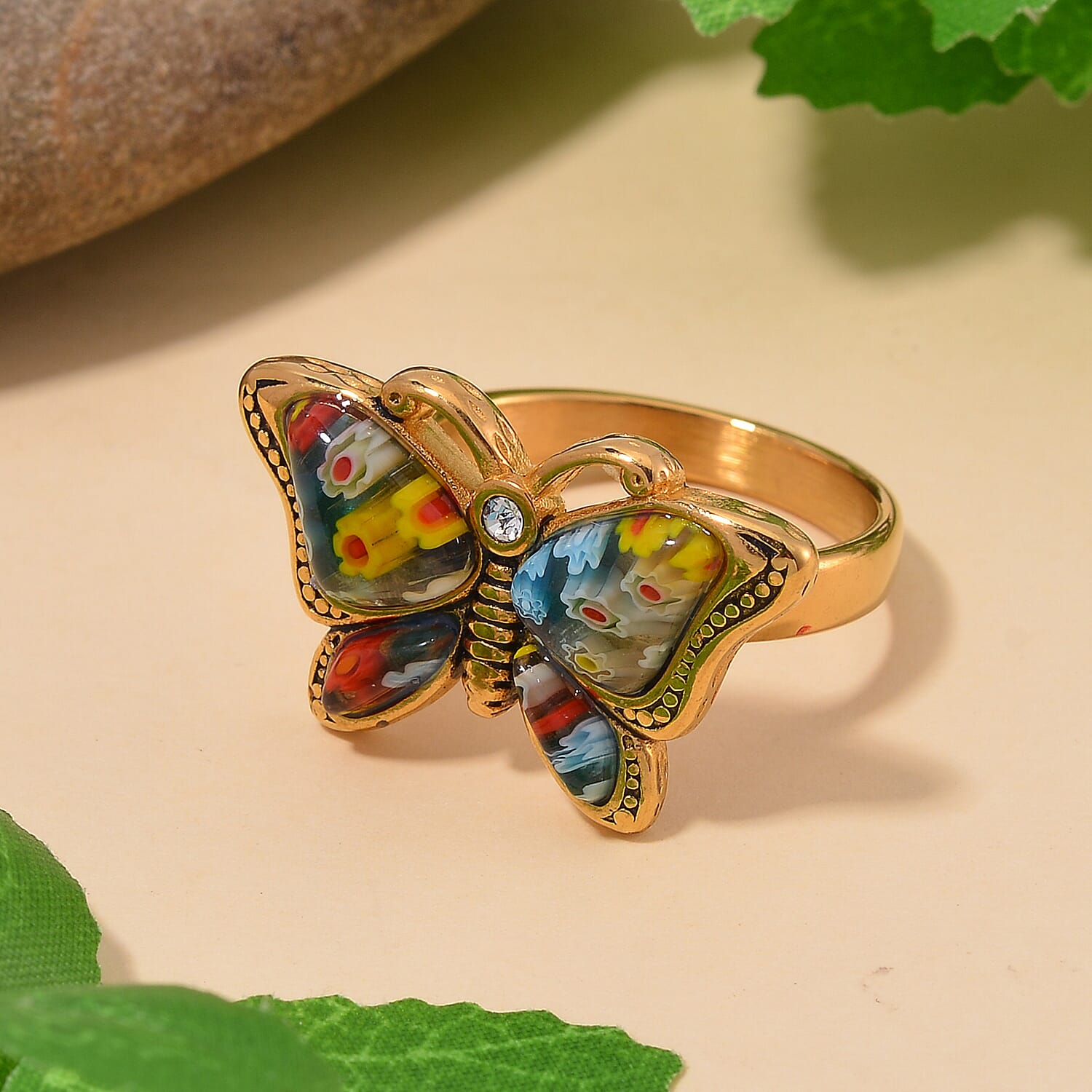 Buy Multi Color Murano Style and White Austrian Crystal Butterfly