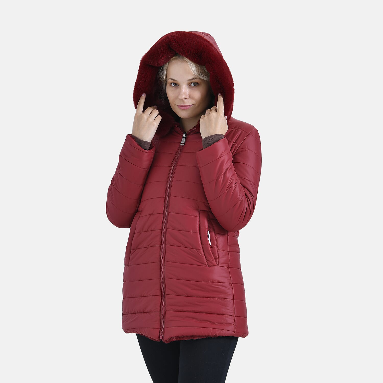 ジャケット・アウター Faux Fur Reversible Coat Buy Tamsy Black Reversible Faux Fur and Puffer Jacket with