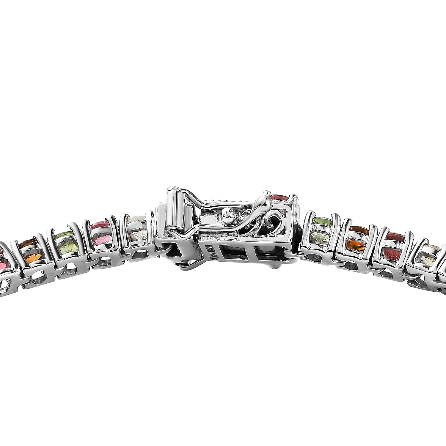 Multi-Tourmaline 5.80 ctw Bracelet in Rhodium Over Sterling Silver (7.25 In)