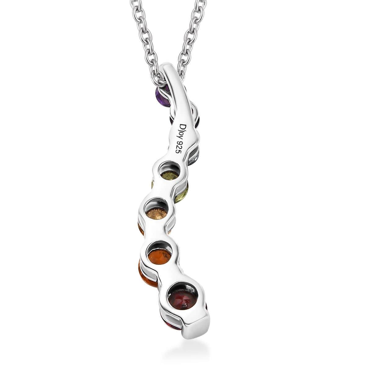 Multi Gemstone 1.40 ctw Pendant in Rhodium Over Sterling Silver image number 4