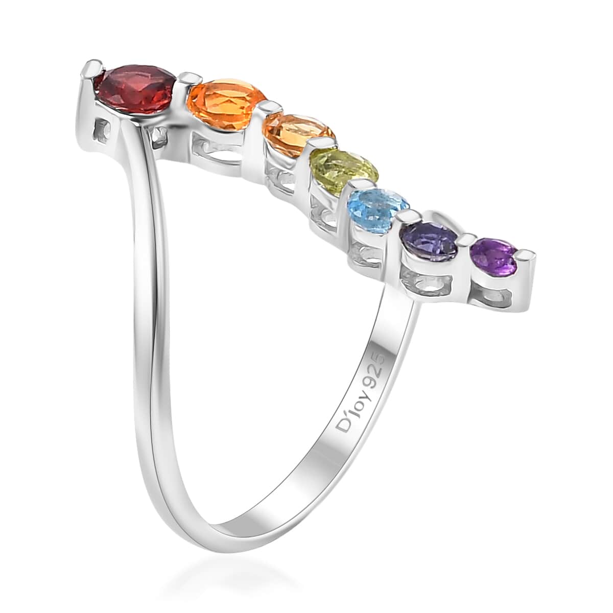 Multi Gemstone Ring in Rhodium Over Sterling Silver (Size 10.0) 1.25 ctw image number 3