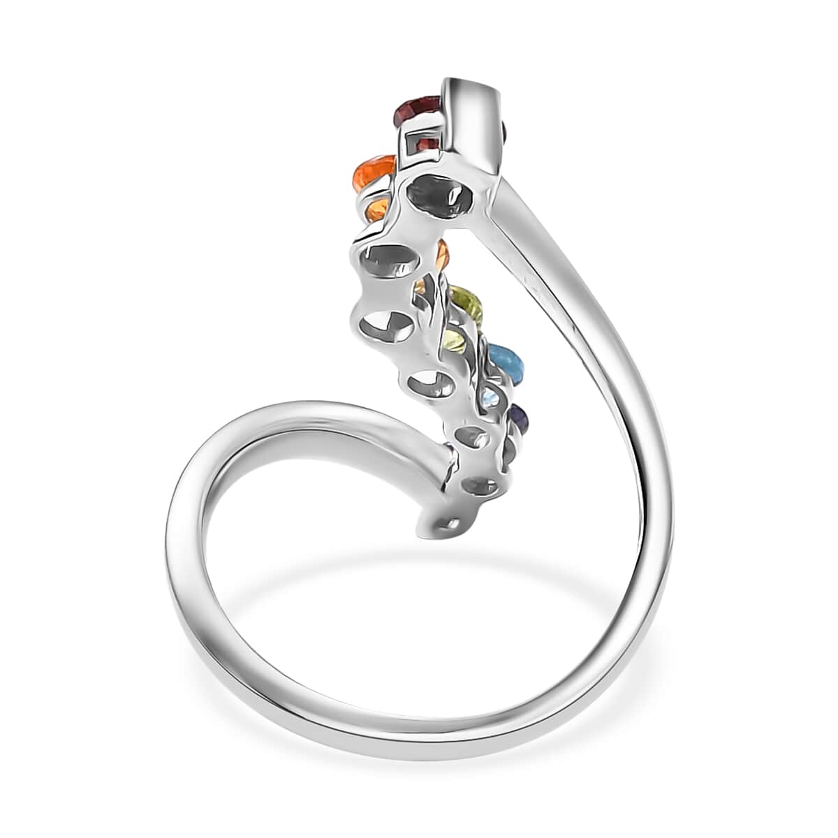 Multi Gemstone Ring in Rhodium Over Sterling Silver (Size 10.0) 1.25 ctw image number 4