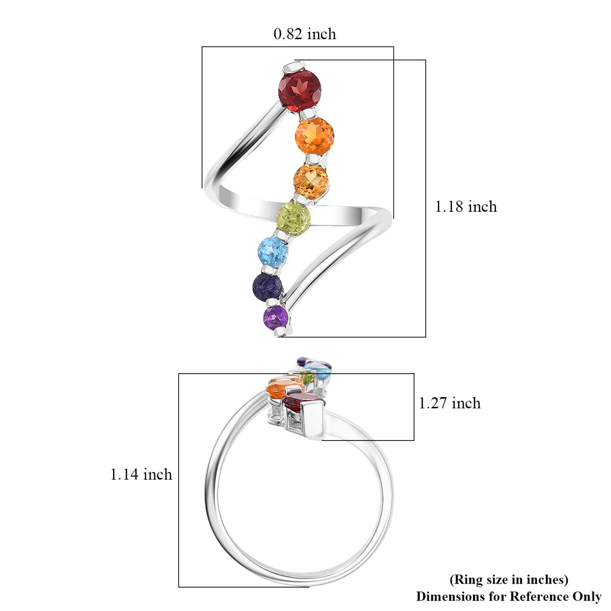 Multi Gemstone Ring in Rhodium Over Sterling Silver (Size 10.0) 1.25 ctw image number 5