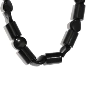 Karis Black Agate and Black Obsidian 139.00 ctw Necklace 20 Inches in Platinum Bond