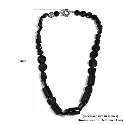 Karis Black Agate and Black Obsidian 139.00 ctw Necklace 20 Inches in Platinum Bond