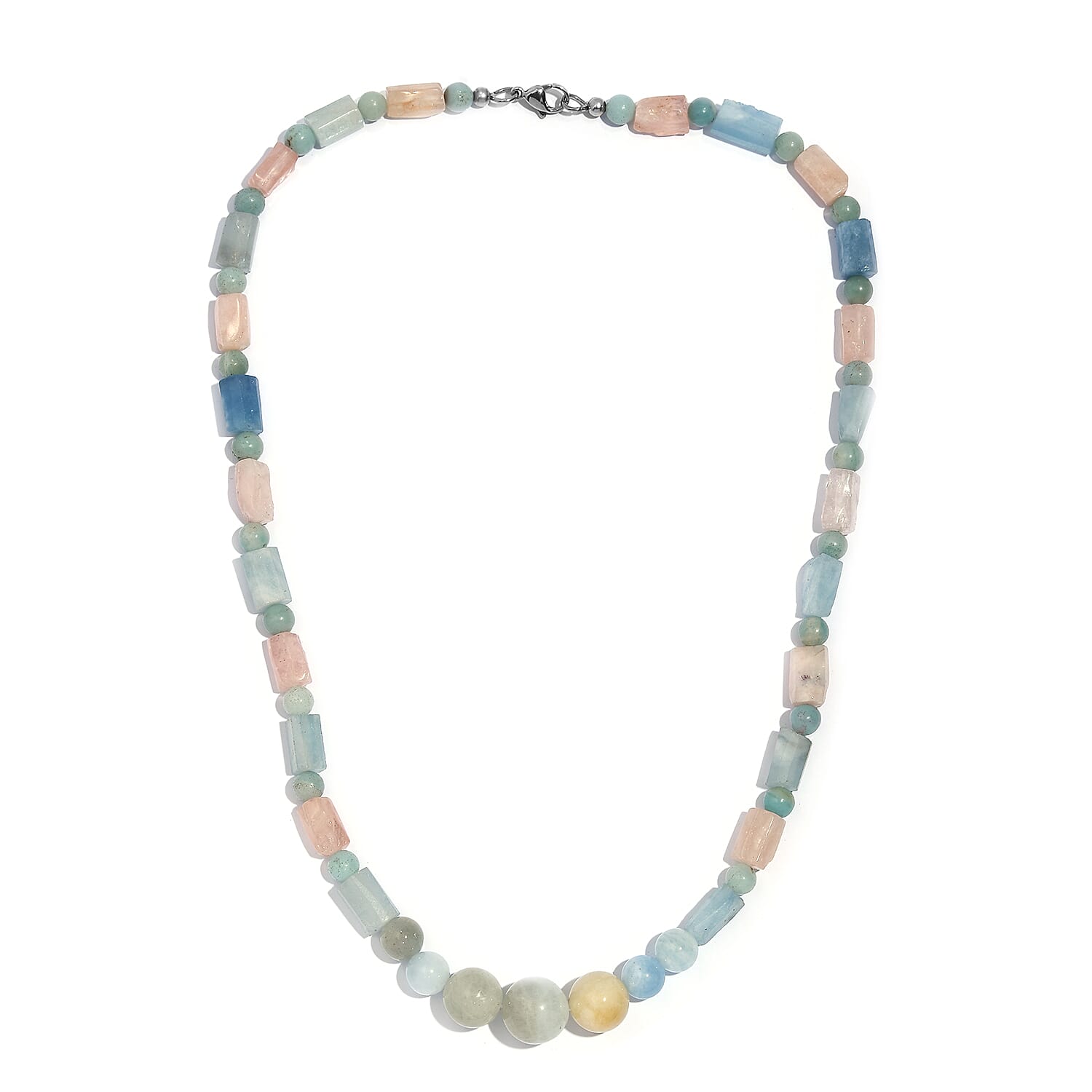 Beryl 139.00 ctw Necklace 20 Inches in Stainless Steel