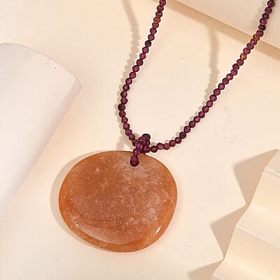 Agate and Orissa Rhodolite Garnet 104.00 ctw Necklace 20 Inches in Stainless Steel 
