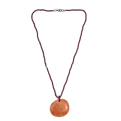 Agate and Orissa Rhodolite Garnet 104.00 ctw Necklace 20 Inches in Stainless Steel 