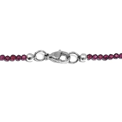 Agate and Orissa Rhodolite Garnet 104.00 ctw Necklace 20 Inches in Stainless Steel 