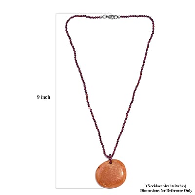 Agate and Orissa Rhodolite Garnet 104.00 ctw Necklace 20 Inches in Stainless Steel 