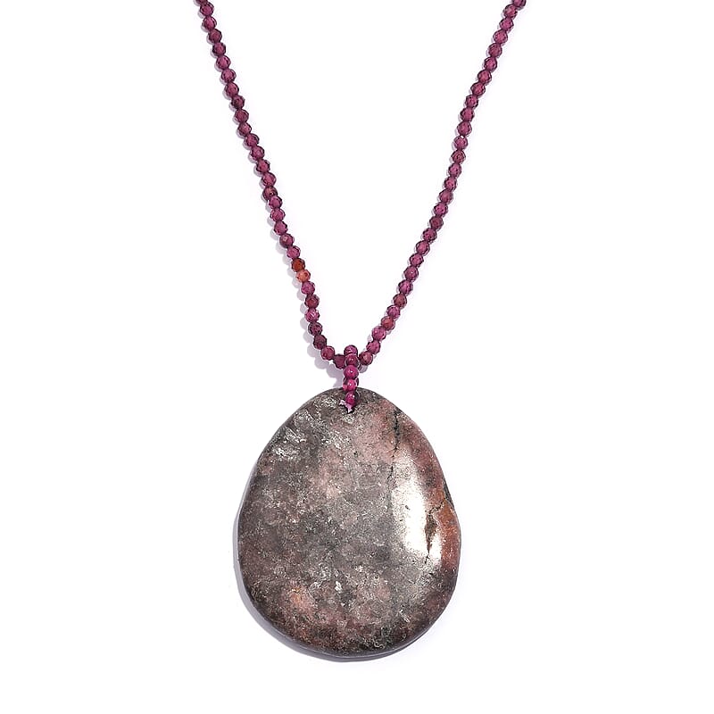 Agate and Orissa Rhodolite Garnet 164.00 cts Necklace 20 Inches in Stainless Steel