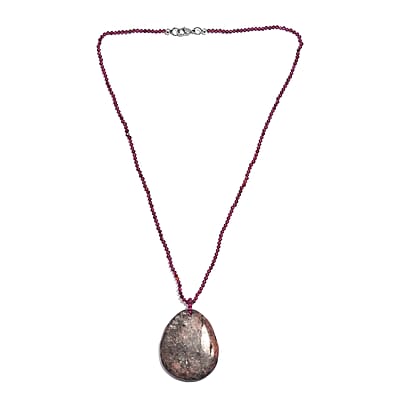 Agate and Orissa Rhodolite Garnet 164.00 cts Necklace 20 Inches in Stainless Steel