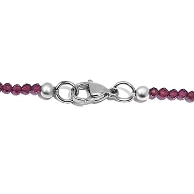 Agate and Orissa Rhodolite Garnet 164.00 cts Necklace 20 Inches in Stainless Steel