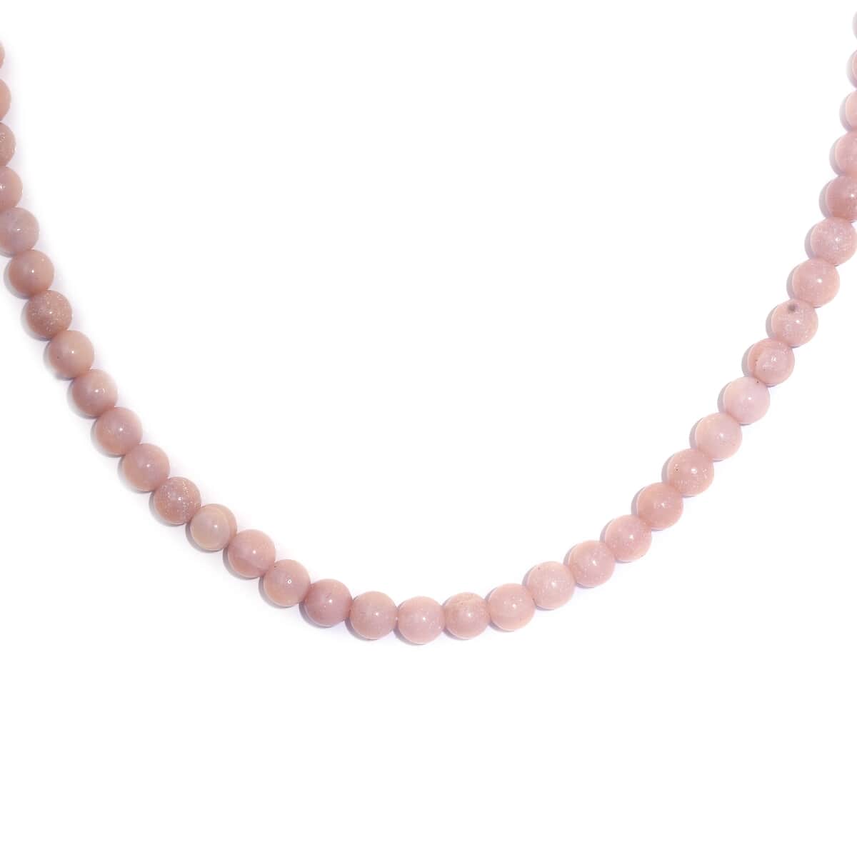 Peruvian Pink Opal 130.00 ctw Necklace 20 Inches in Stainless Steel image number 0