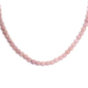 Peruvian Pink Opal 130.00 ctw Necklace 20 Inches in Stainless Steel