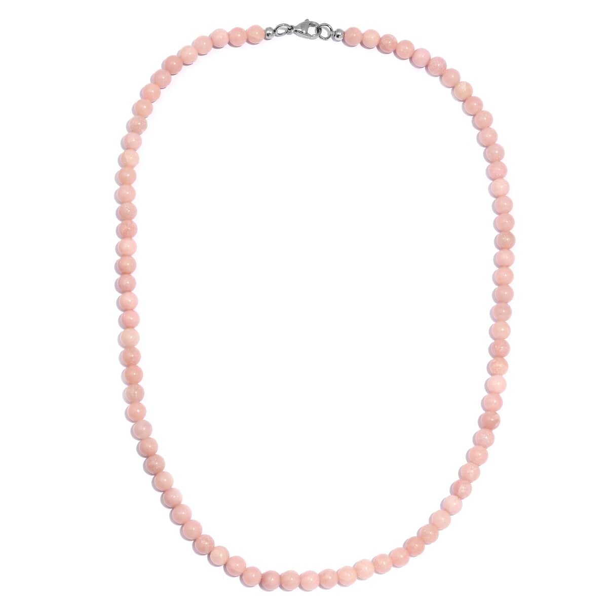 Peruvian Pink Opal 130.00 ctw Necklace 20 Inches in Stainless Steel image number 3