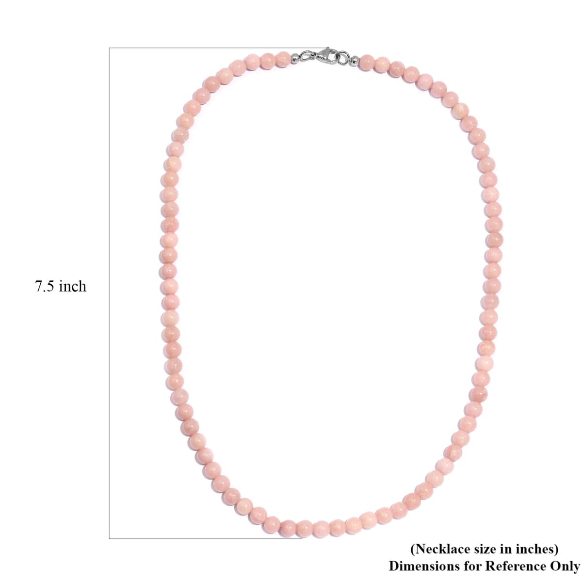 Peruvian Pink Opal 130.00 ctw Necklace 20 Inches in Stainless Steel image number 5