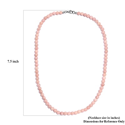 Peruvian Pink Opal 130.00 ctw Necklace 20 Inches in Stainless Steel