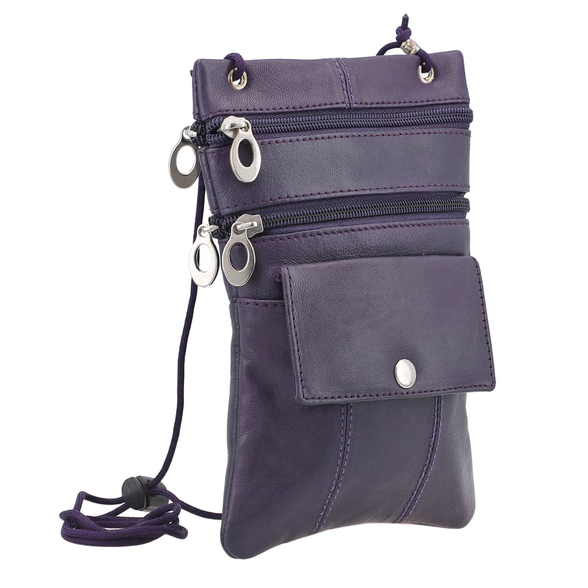 Newage Purple 100% Genuine Leather Crossbody Bag with Man-made Straps image number 2