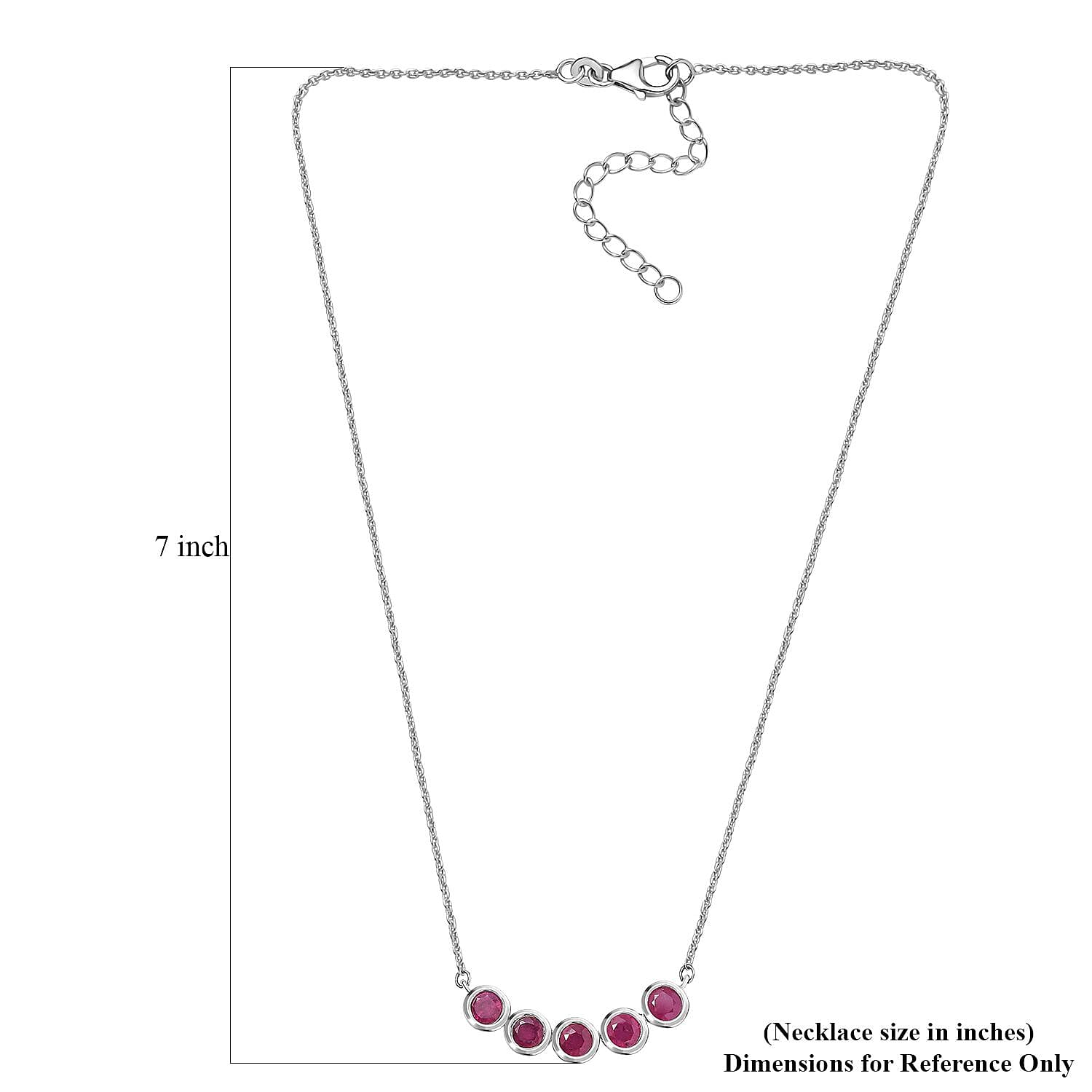 Niassa Ruby (FF) 3.40 ctw Necklace in Rhodium Over Sterling Silver and Stainless Steel 18 Inches