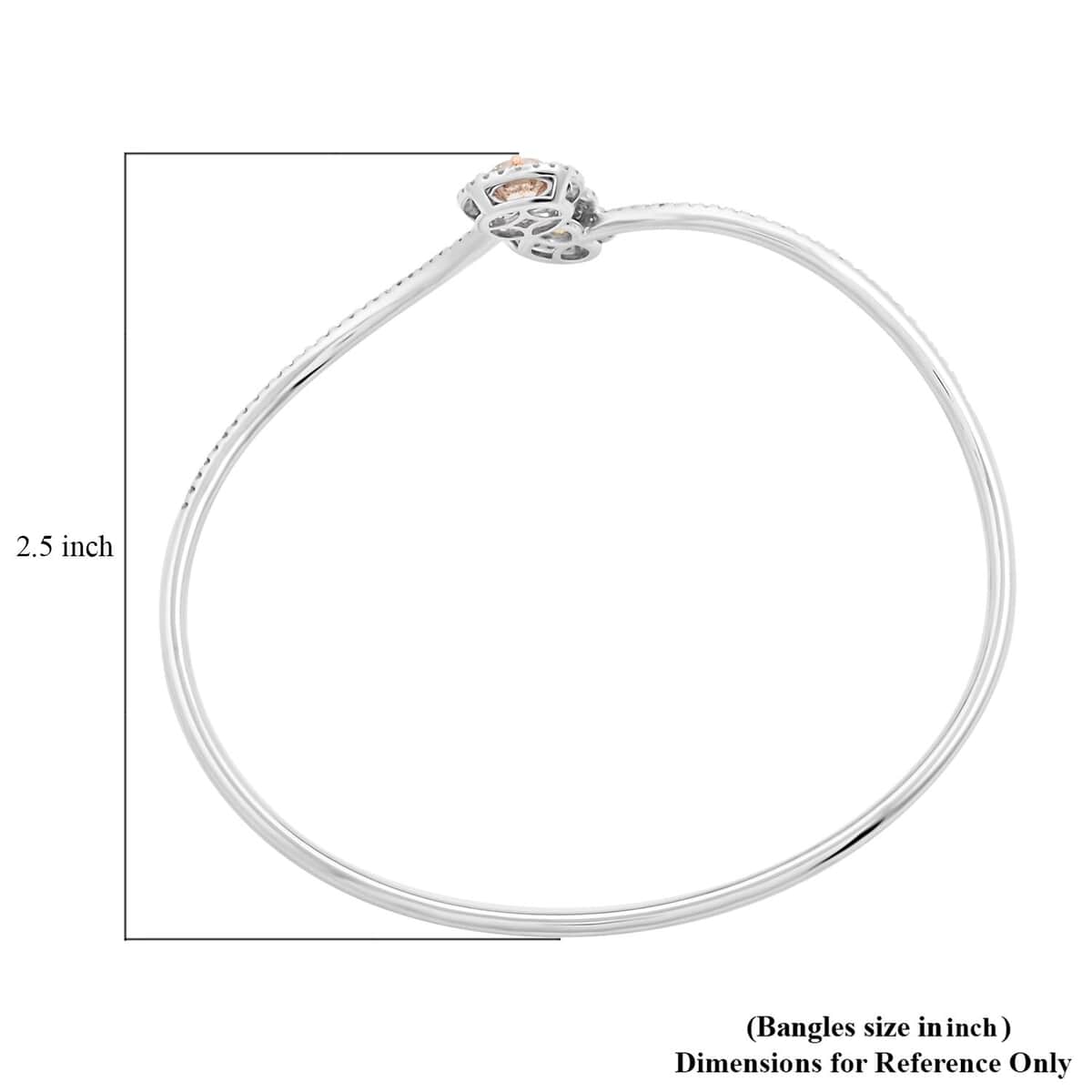 Modani Multi Color Diamond I3-SI 1.58 ctw Bangle Bracelet in 14K White, Rose and Yellow Gold (7.00In) 5.90 Grams image number 2