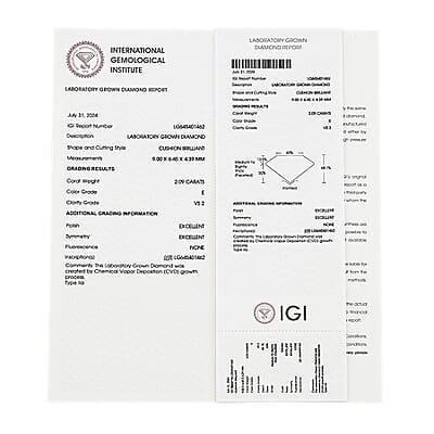IGI Certified Luxuriant Lab Grown Diamond (G, VS2) (Cush Mix mm) 2.00 ctw