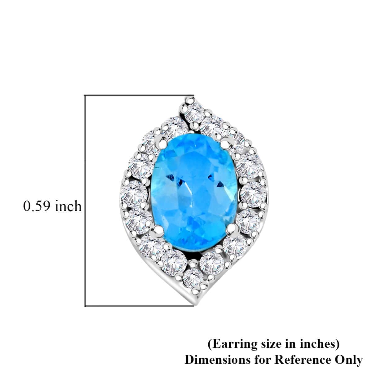 Blue Topaz and Simulated Diamond 1.80 ctw Earrings in Sterling Silver image number 4