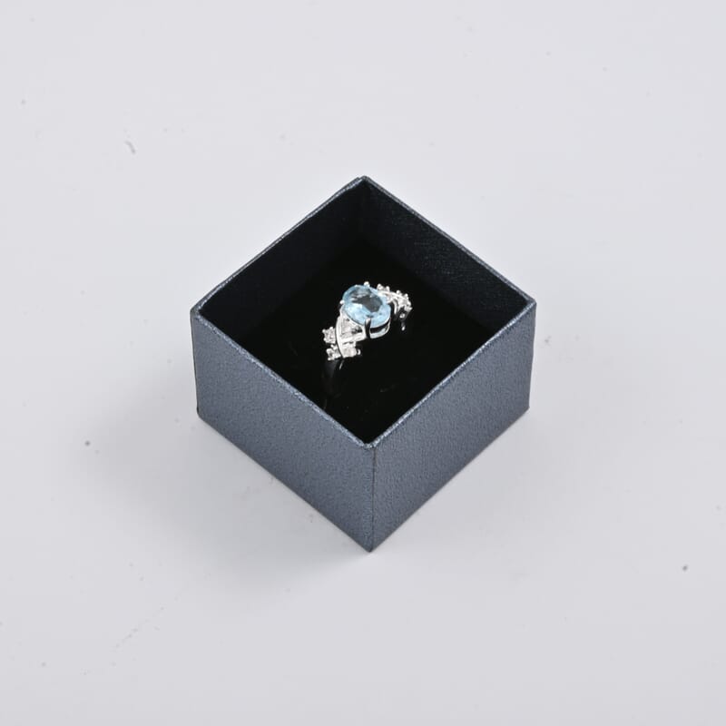 Blue Topaz and Simulated Diamond 2.25 ctw Ring in Silvertone (Size 6.0)