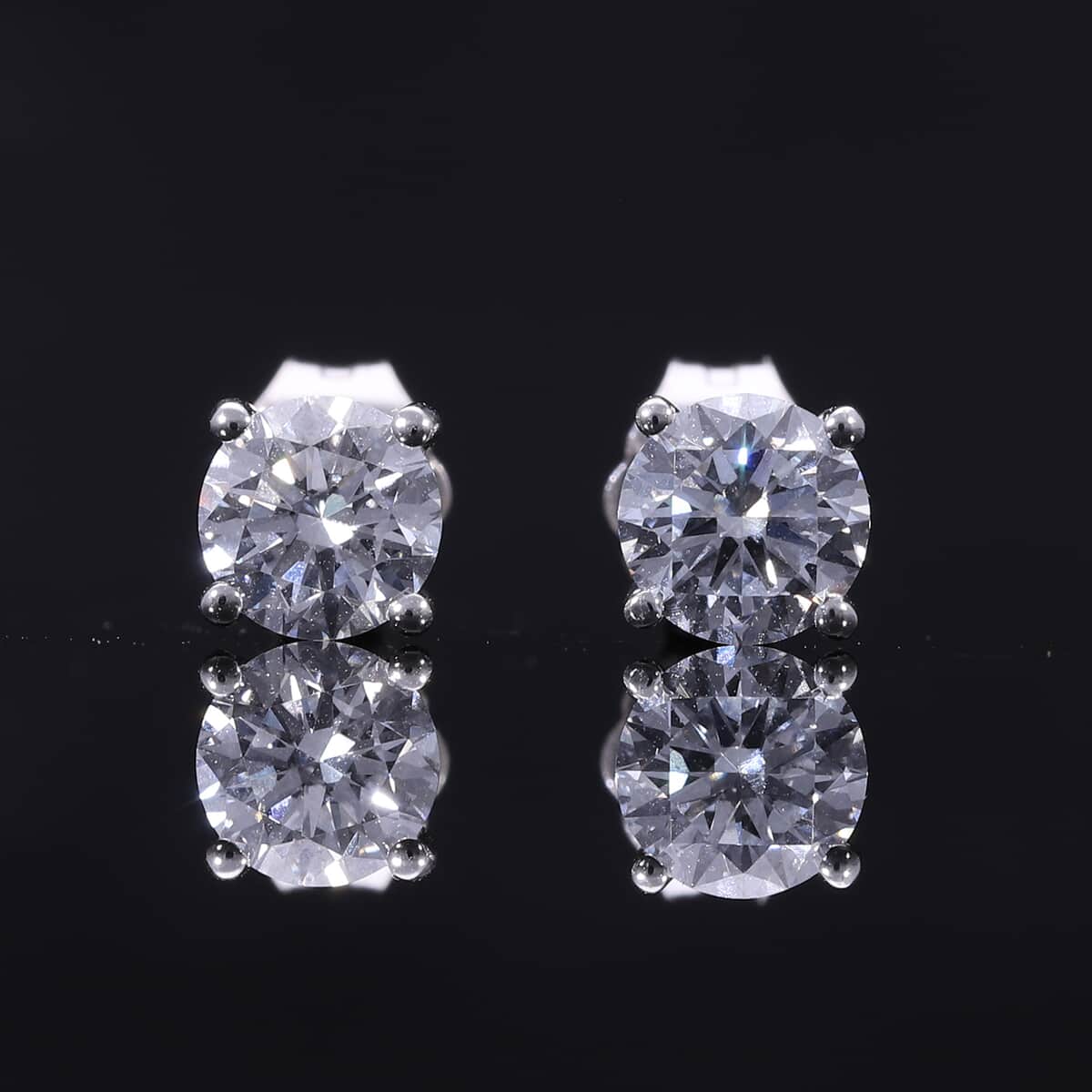 Ankur Treasure Chest 14K White Gold Luxuriant Lab Grown Diamond (G VS) Earrings (Del. in 15-20 Days) 1.00 ctw image number 1