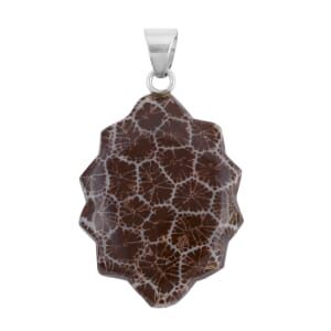 Sponge Coral Brown Fancy Pendant without Chain in Sterling Silver