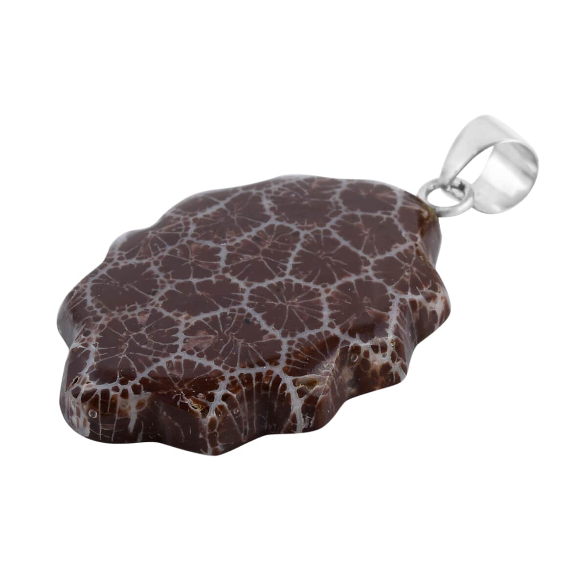 Sponge Coral Brown Fancy Pendant in Sterling Silver image number 2