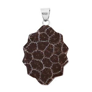 Sponge Coral Brown Fancy Pendant without Chain in Sterling Silver