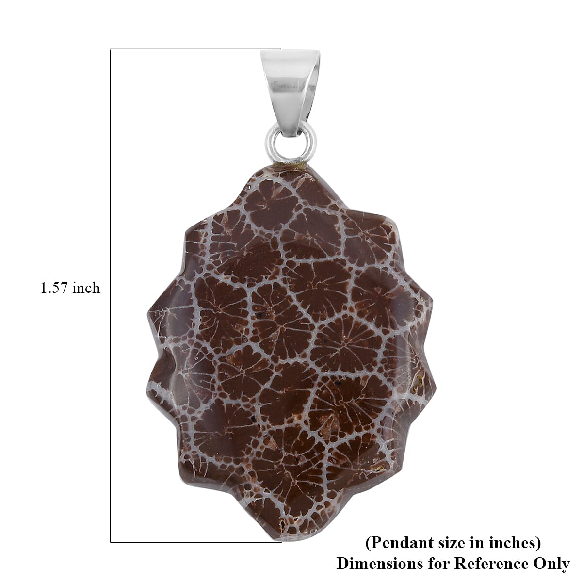 Sponge Coral Brown Fancy Pendant without Chain in Sterling Silver