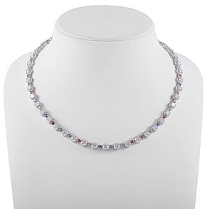 Moissanite and Multi Sapphire 26.20 ctw Rainbow Radiance Necklace in Rhodium Over Sterling Silver 18 Inches