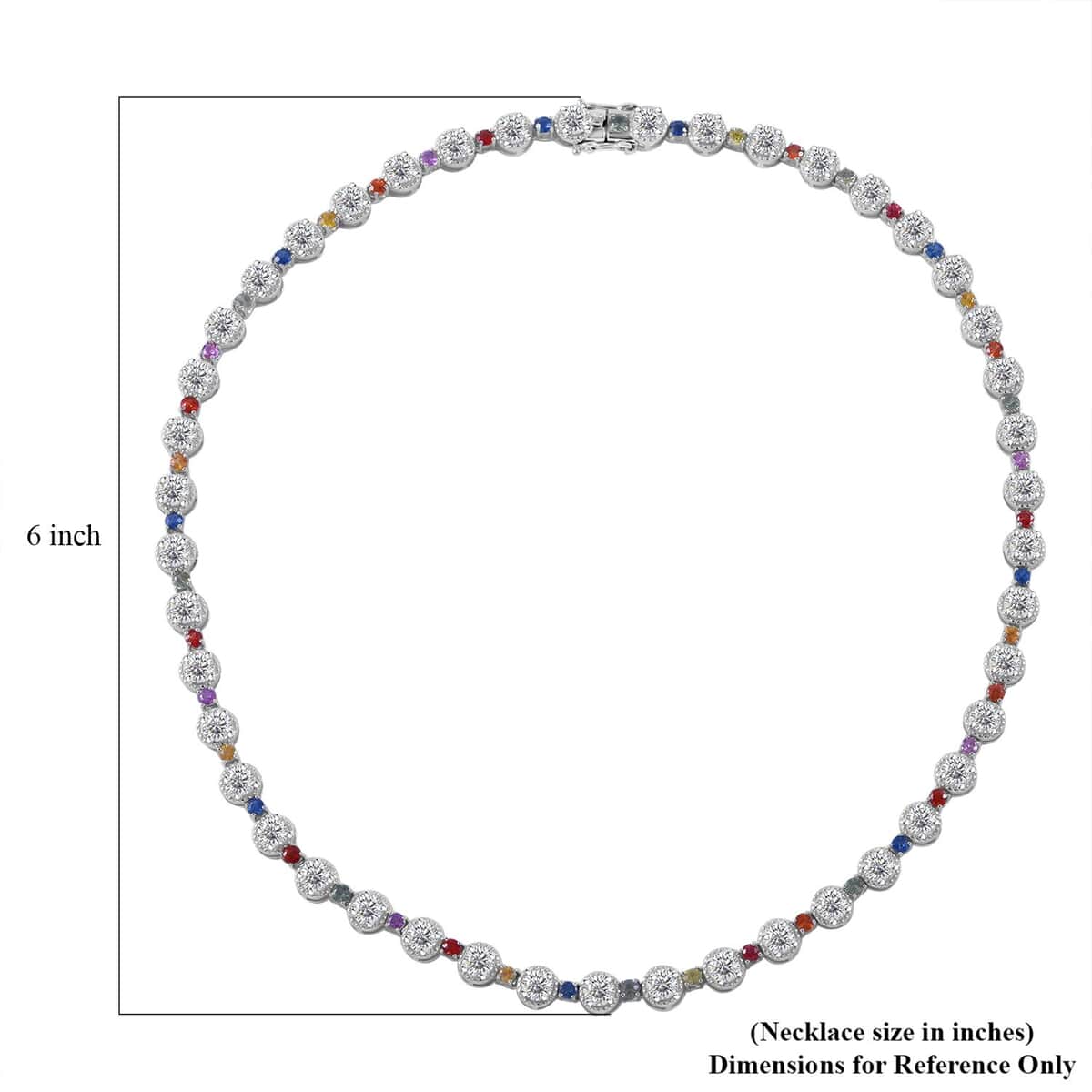 Moissanite and Multi Sapphire 26.20 ctw Rainbow Radiance Necklace in Rhodium Over Sterling Silver 18 Inches image number 4