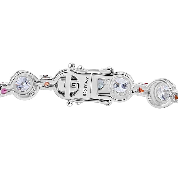 Moissanite and Multi Sapphire 9.35 ctw Rainbow Radiance Bracelet in Rhodium Over Sterling Silver (6.50 In)