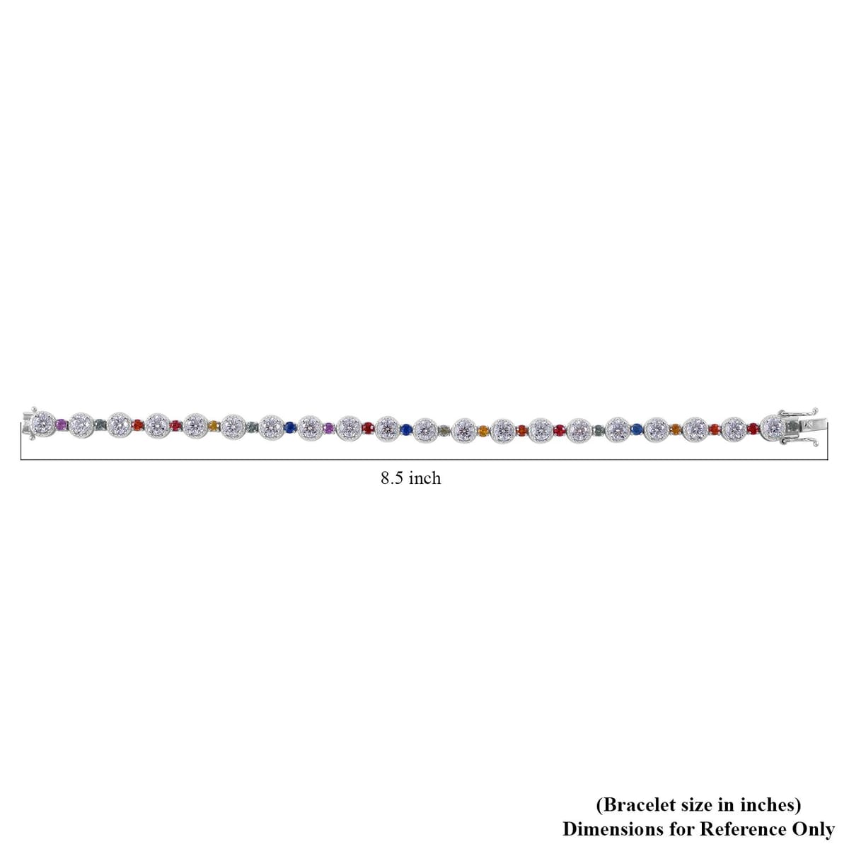 Moissanit and Multi Sapphire 11.00 ctw Rainbow Radiance Bracelet in Rhodium Over Sterling Silver (8.00 In) image number 2