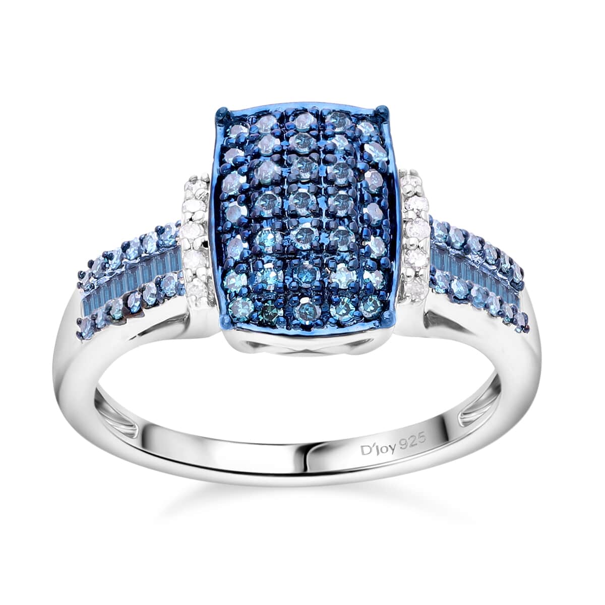 Doorbuster Blue and White Diamond 0.50 ctw Ring in Platinum Over Sterling Silver (Size 6.0) image number 0