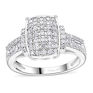 Diamond 0.50 ctw Ring in Platinum Over Sterling Silver (Size 6.0)