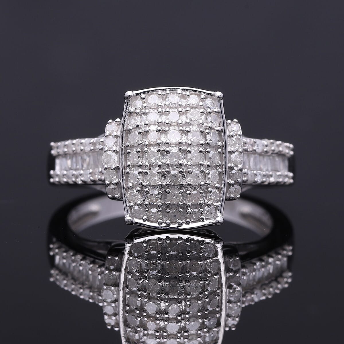 Diamond 0.50 ctw Ring in Platinum Over Sterling Silver (Size 6.0) image number 1