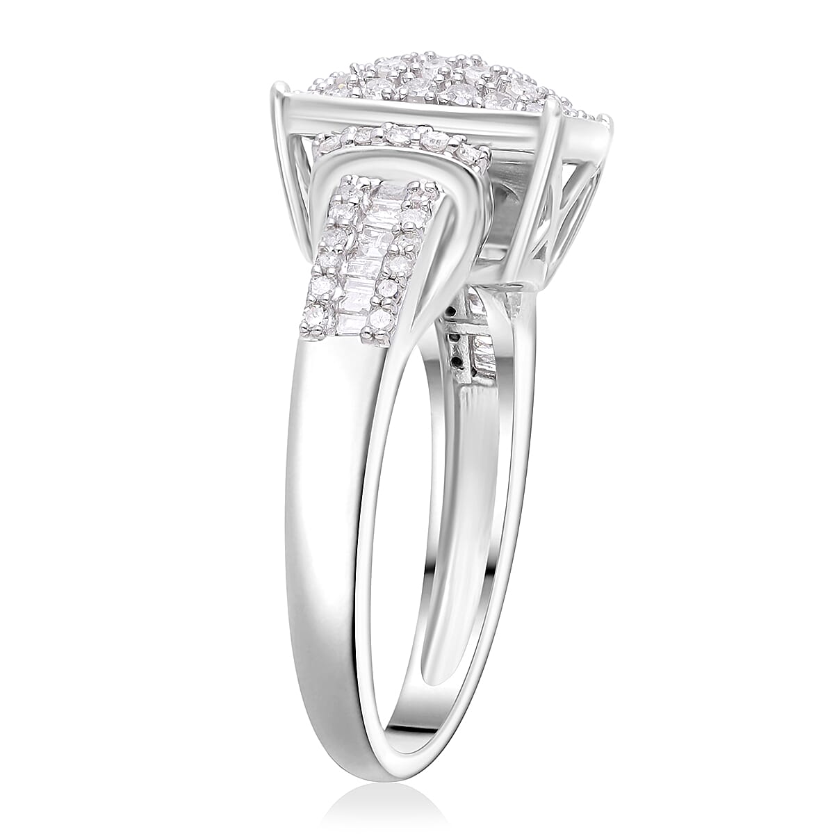 Diamond 0.50 ctw Ring in Platinum Over Sterling Silver (Size 6.0) image number 3