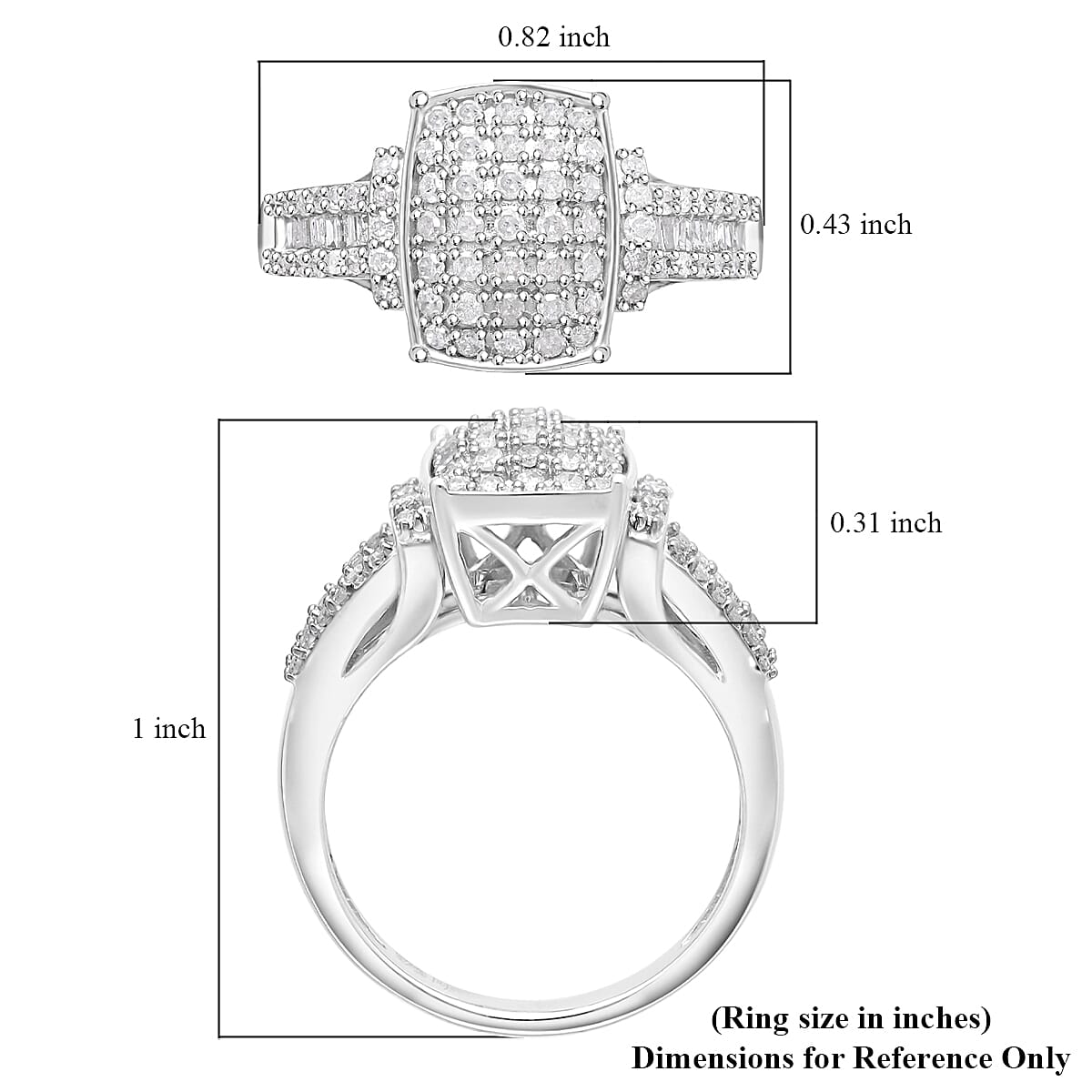 Diamond 0.50 ctw Ring in Platinum Over Sterling Silver (Size 6.0) image number 5