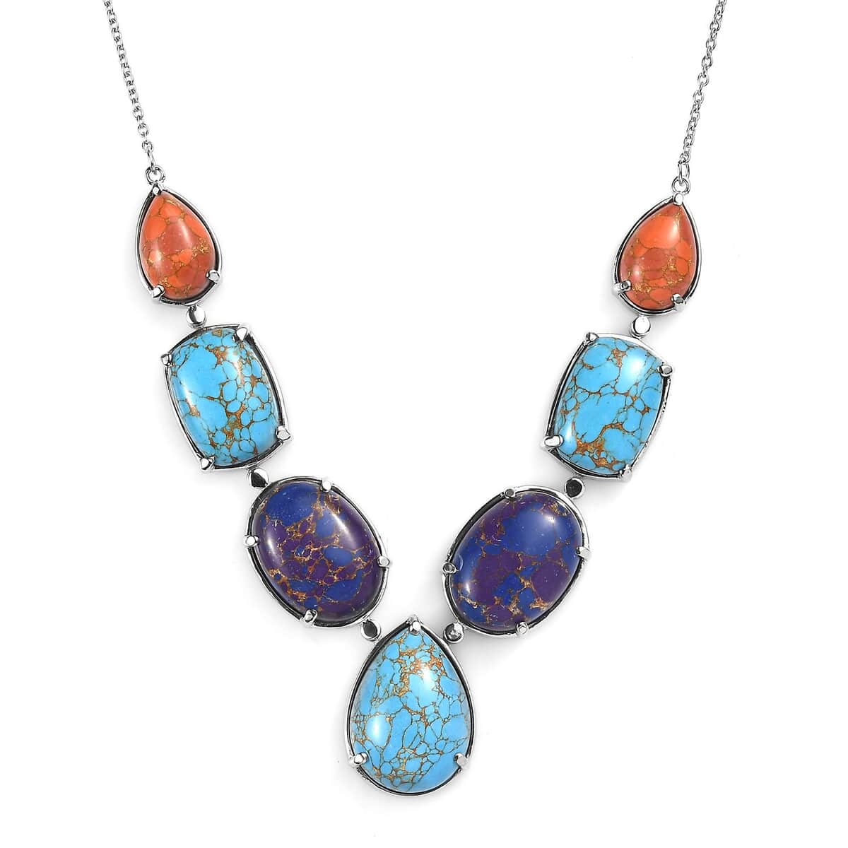 Mojave Multi Turquoise 78.85 ctw Necklace 18 Inches in Stainless Steel image number 0