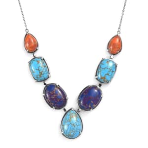 Mojave Multi Turquoise 78.85 ctw Necklace 18 Inches in Stainless Steel