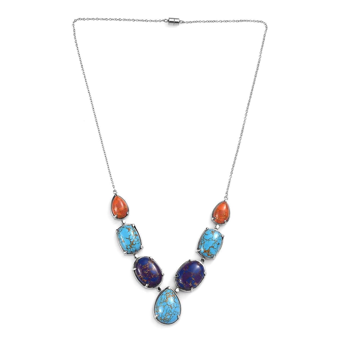 Mojave Multi Turquoise 78.85 ctw Necklace 18 Inches in Stainless Steel image number 3