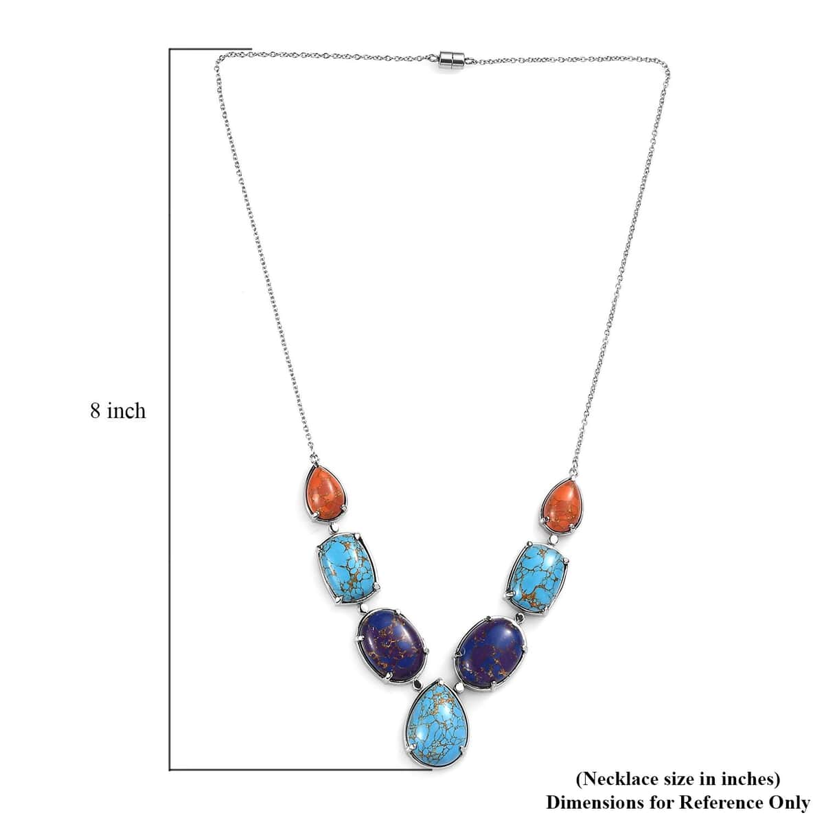 Mojave Multi Turquoise 78.85 ctw Necklace 18 Inches in Stainless Steel image number 5