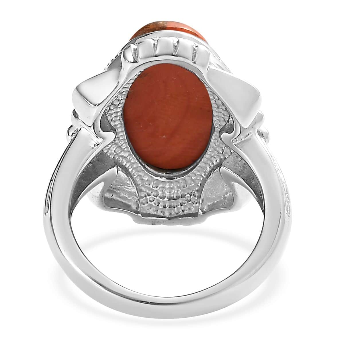 Mojave Orange Turquoise Solitaire Ring in Stainless Steel (Size 8.0) 7.50 ctw image number 4