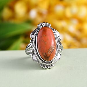 Mojave Orange Turquoise 7.50 ctw Solitaire Ring in Stainless Steel (Size 6.0)